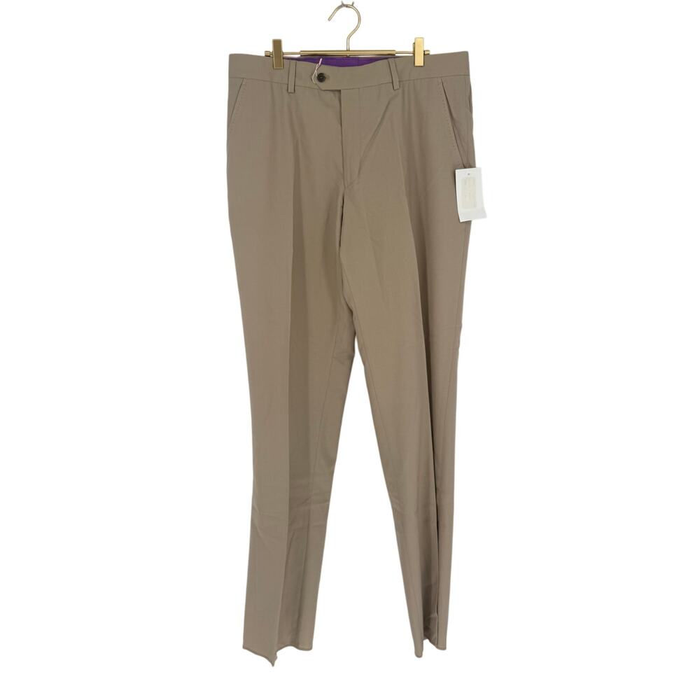 Robert Graham Men's Casual Pants Khaki Casual Fit; **UNHEMMED**, 100% Wool 36